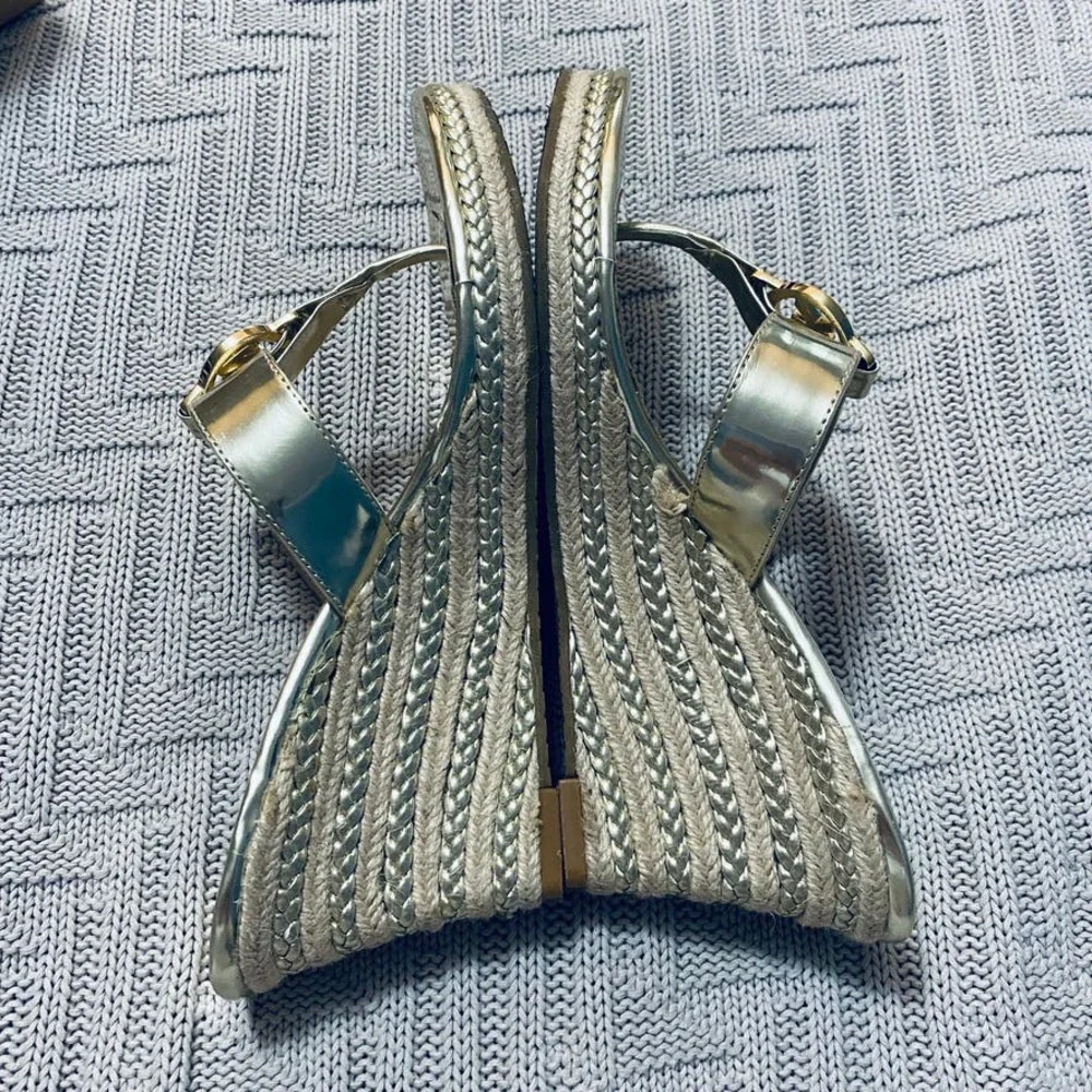 Michael Michael Kors platinum espadrille wedge sandals